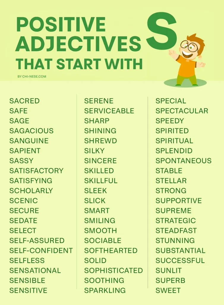 positive adjectives that start with s