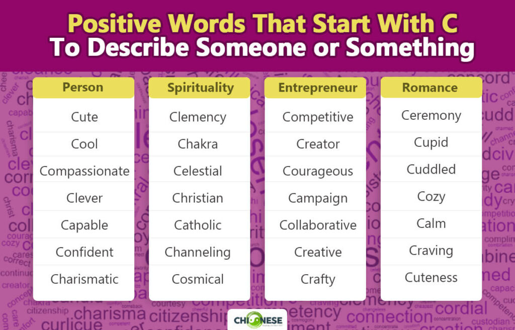 positive words that start with C to describe a person