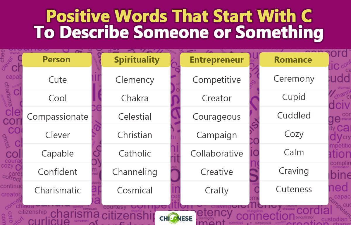 positive words that start with C to describe a person