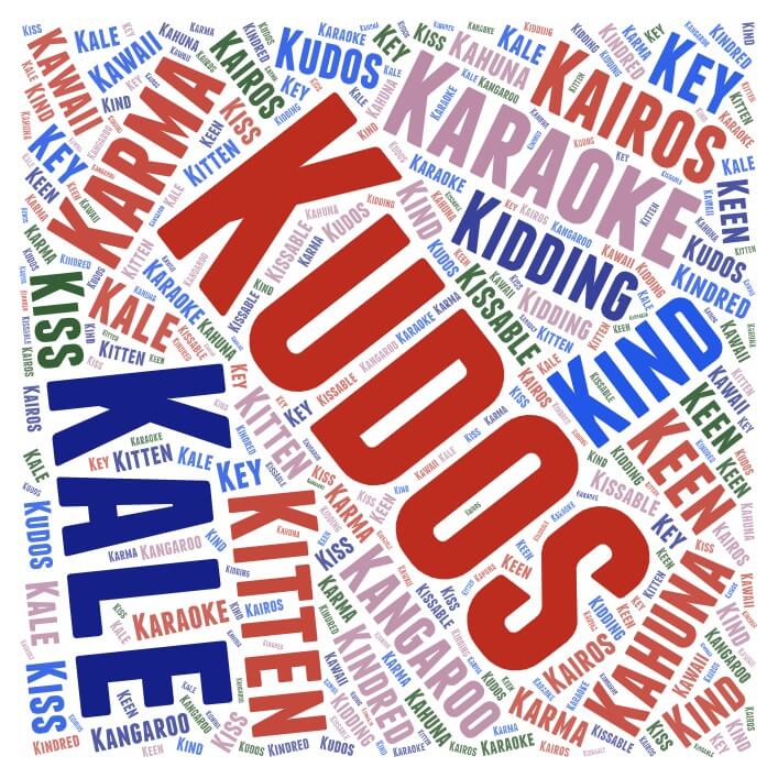 k words that are positive