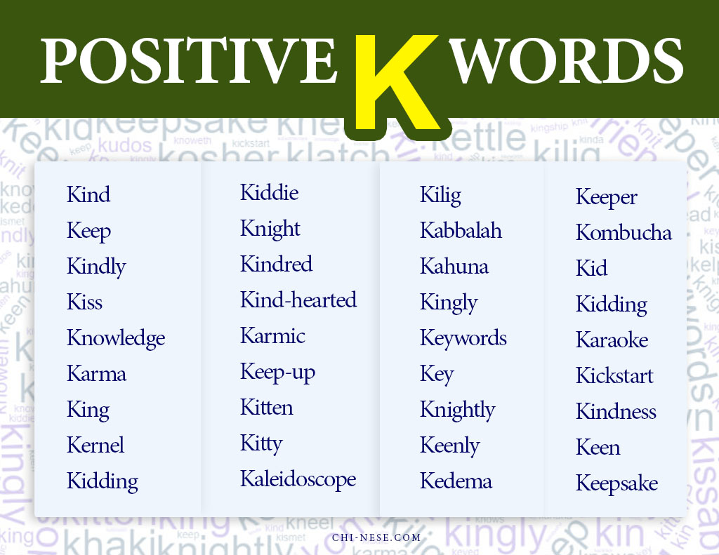 positive k words