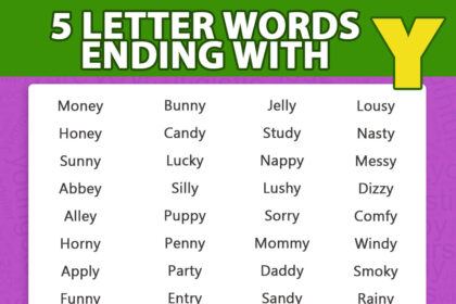 5 letter words ending with y