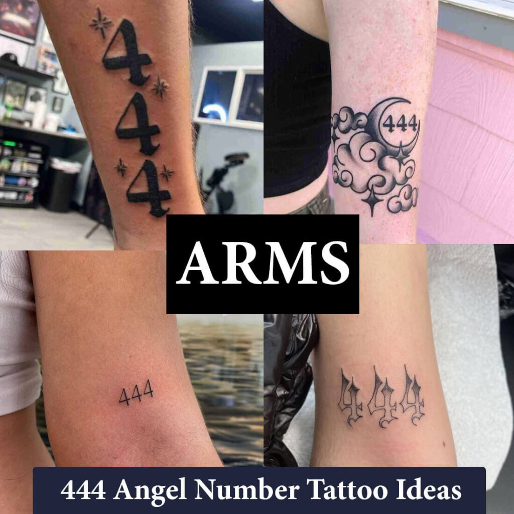 444 angel number tattoo arms