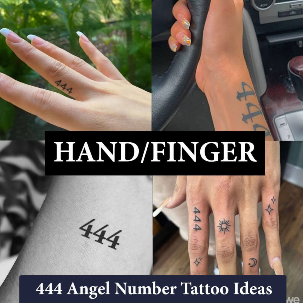444 angel number tattoo finger hand