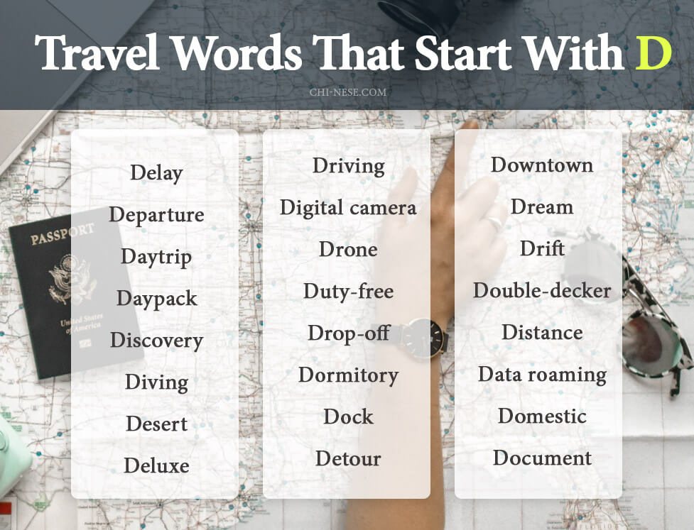 travel words that start with d