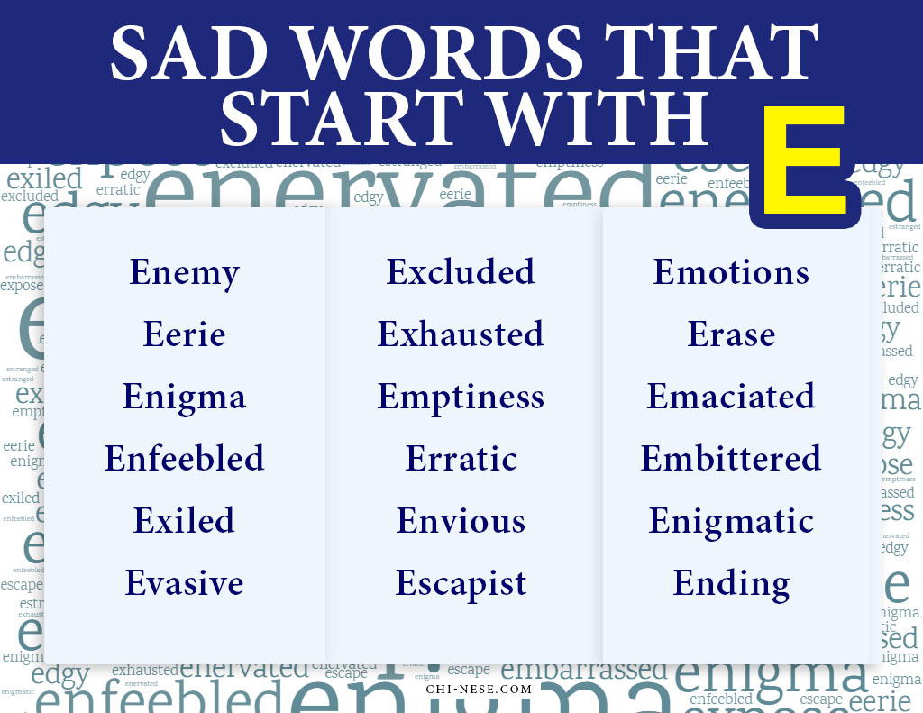 sad words that start with e