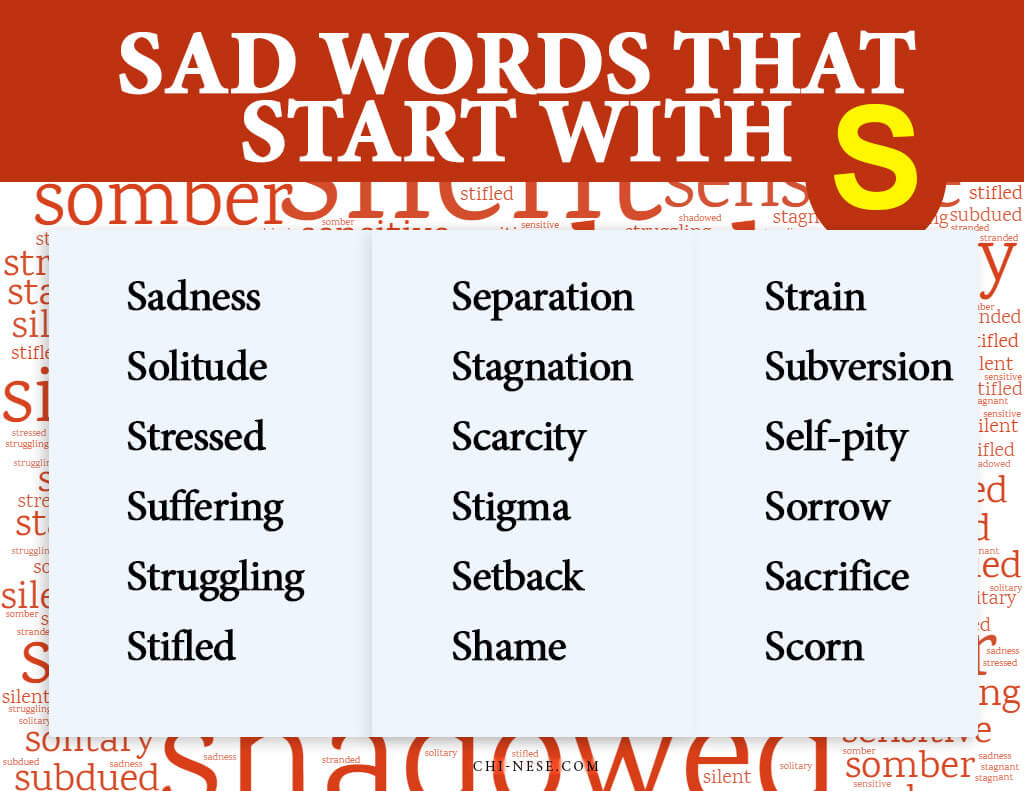sad words that start with s