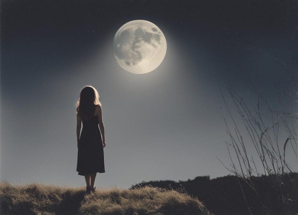 woman under the full moon