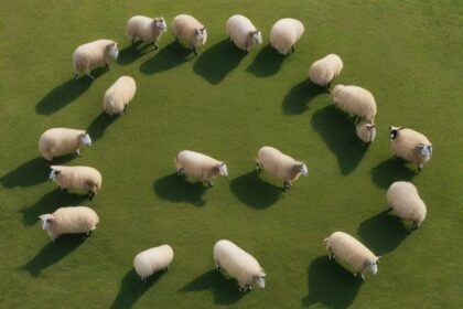 sheep walking in circles