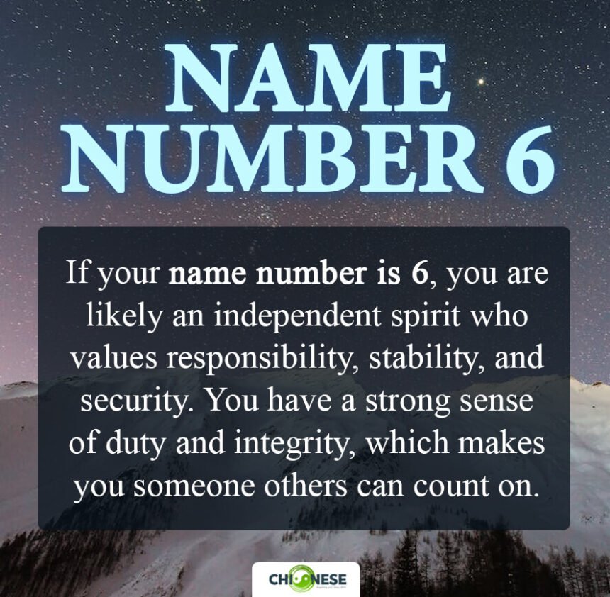 Name Number 6 Meaning Characteristics Compatibility Name Number 6 Meaning Characteristics Compatibility