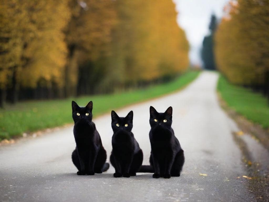 3 black cats