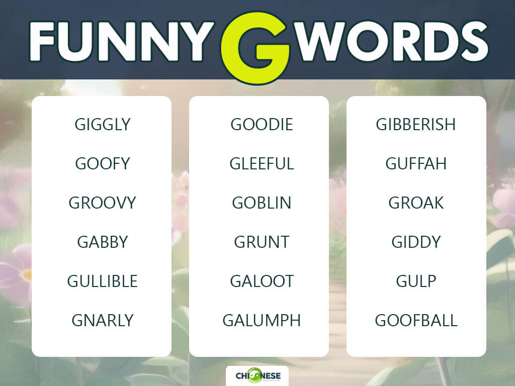 funny words that start with g