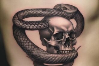 skull and snake tattoo