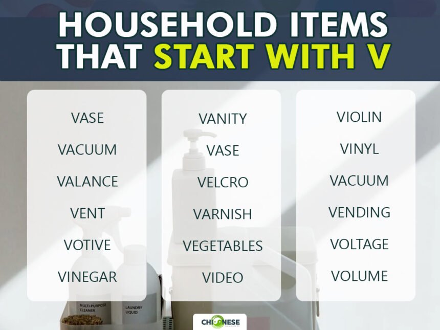 household items that start with v