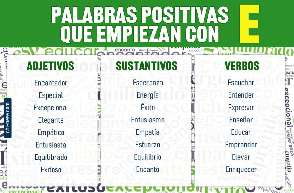 Palabras positivas que empiezan con E