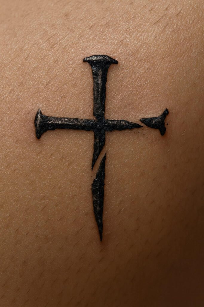 broken cross tattoo