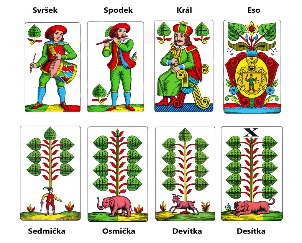 mariášové karty zelené